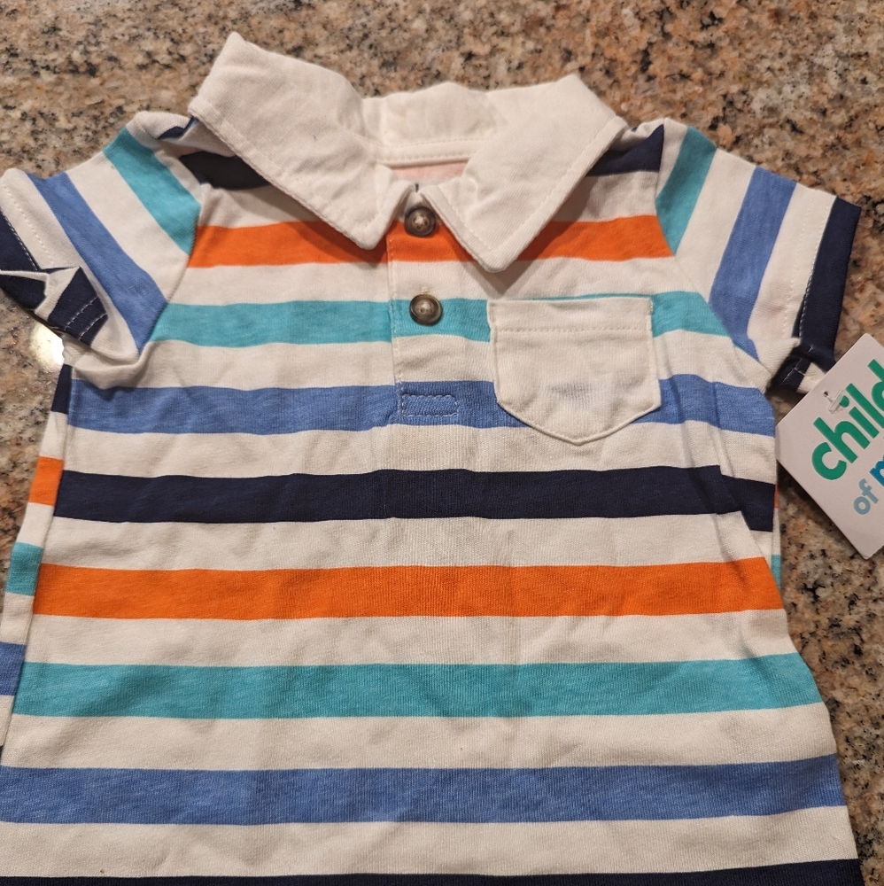 Three one piece and a shirt. Brand new. Size 3-6 months